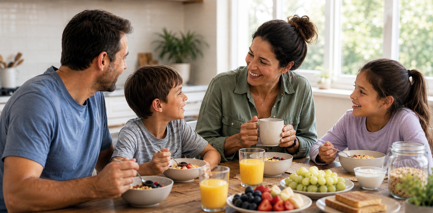 photo of family eating a meal