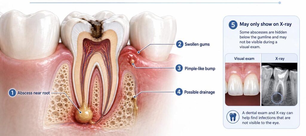 clinical diagram of a tooth abscess