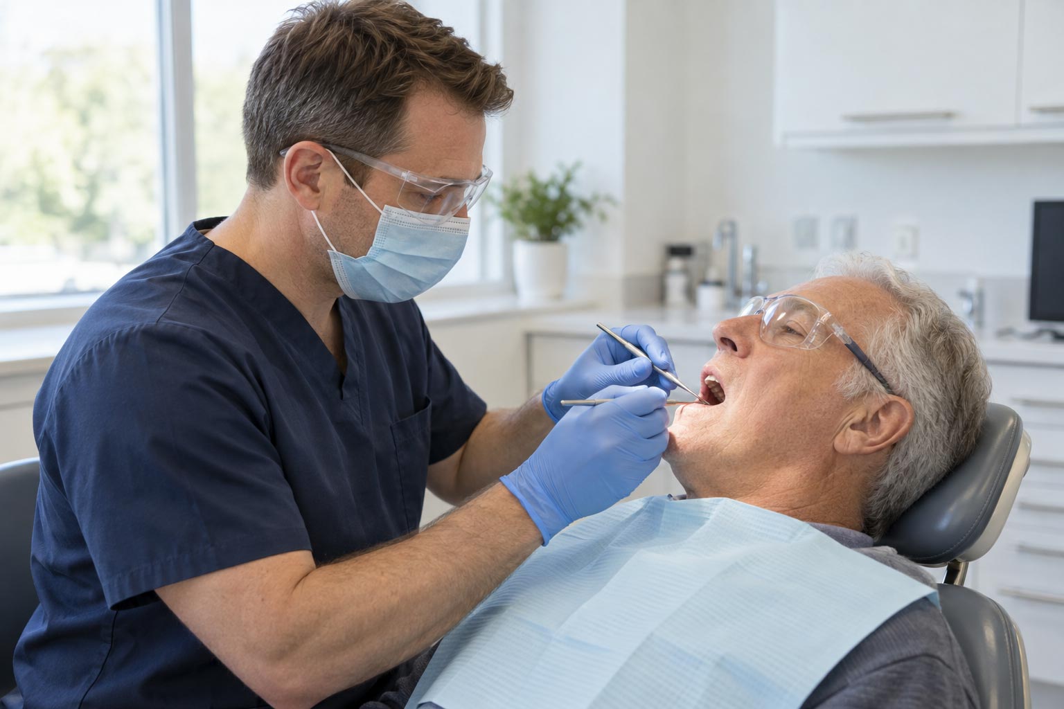 a dentist helps a patient with a lost crown
